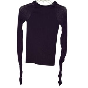 Free People Deep Purple Scrunch Sleeve Seamless Top. Size XS/Small.